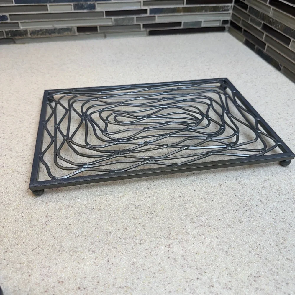 Industrial Welded Steel Swirl Metal‎ Trivet Rectangular Hot Pad Gunmetal Gray